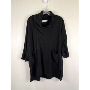 Vintage Soft Surroundings Black Cowl Neck Tunic Top Small Medium Oversized Baggy